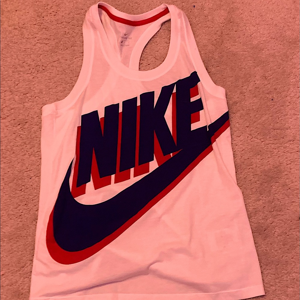 Medium white, red and blue workout tank